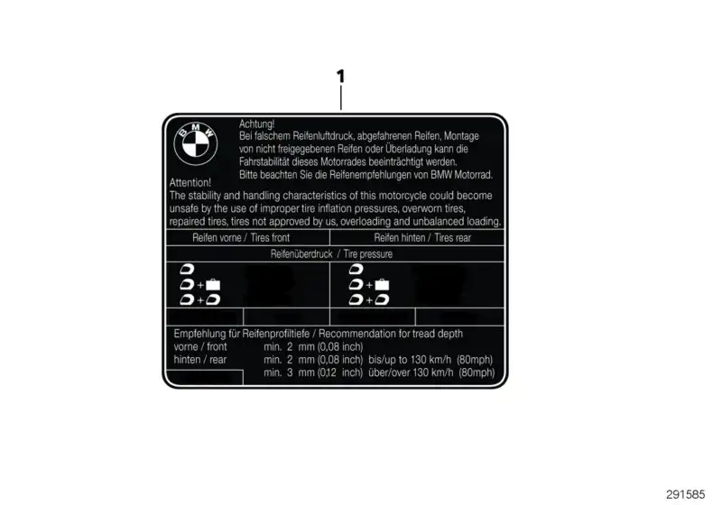 BMW Hinweisschild Bereifung K19 71248534578