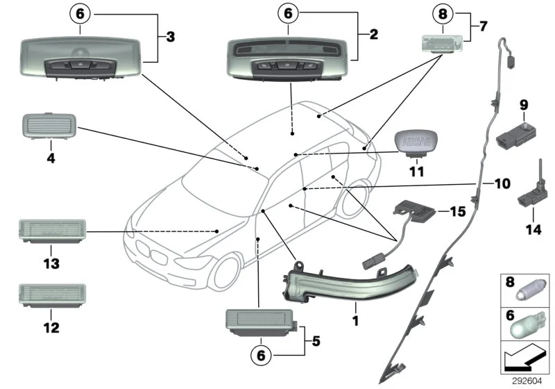 BMW Innenleuchte F07 F20 F21 F22 F23 F30 F32 F33 F39 F45 F46 F48 F80 F82 F83 F87 F87N 63319280501