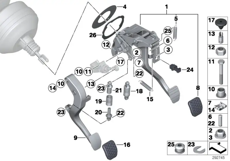 BMW Fusshebelwerk komplett F20 F21 F22 F23 F30 F31 F32 F33 F34 F3