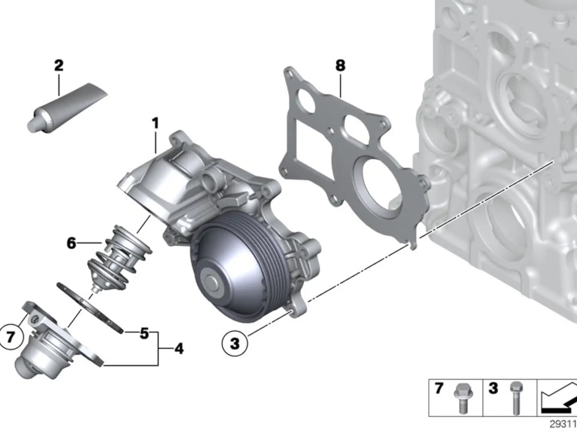 BMW Kühlmittelpumpe mechanisch E70 E71 F01 F02 F06 F07 F10 F11 F12 F13 F15 F16 F25 F26 F30 F31 F32 F33 F34 F36 11518516205