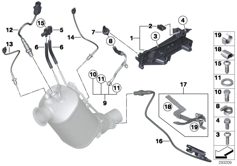 BMW Sensor Abgasdruck E84 E90 E91 E92 E93 F01 F02 F06 F07 F10 F11 F12 F13 F15 F16 F20 F21 F22 F25 F26 F30 F31 F32 F33 F34 F36 13628507634