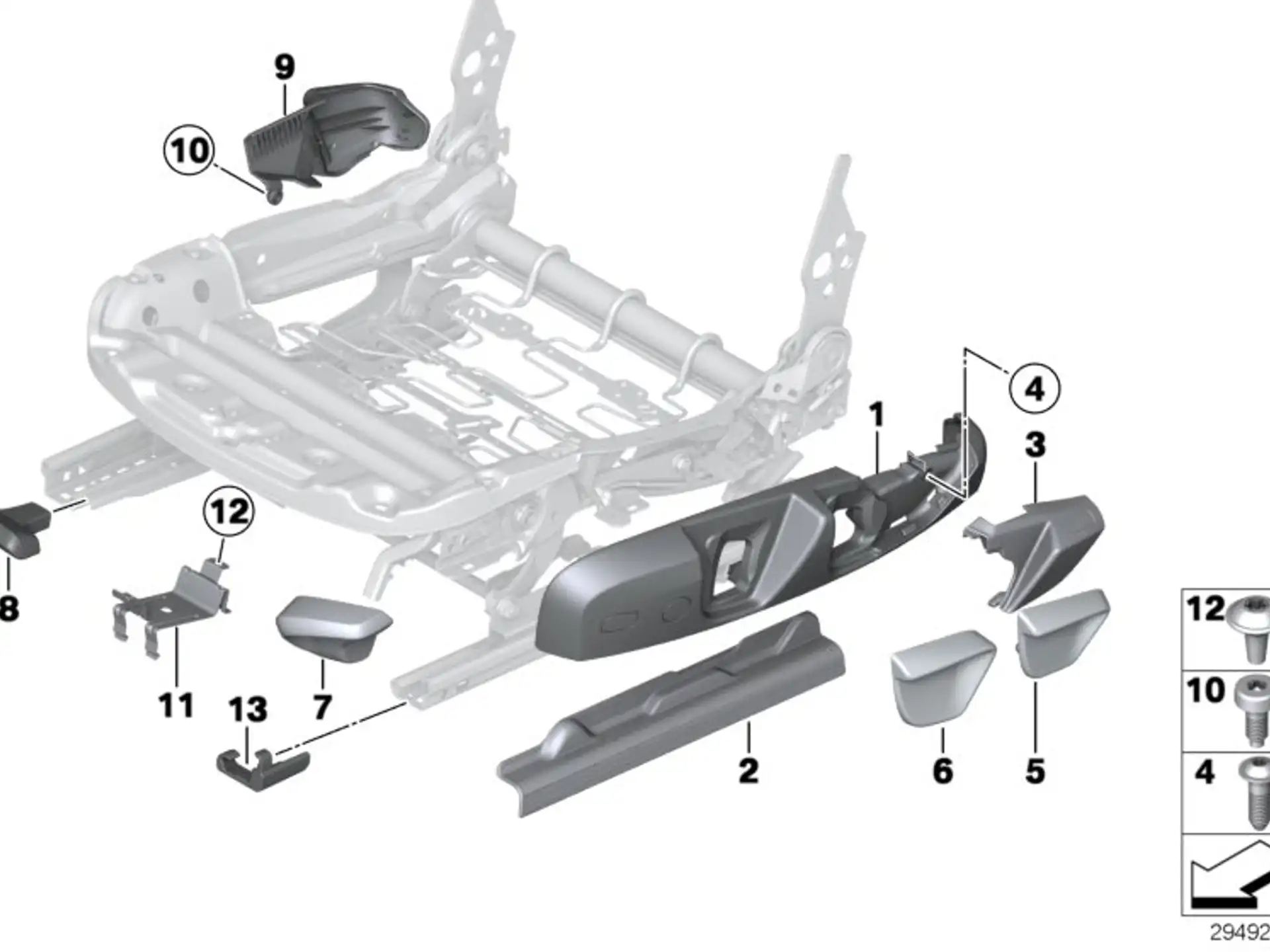 BMW Blende Sitz innen rechts F20 F21 F22 F23 F30 F31 F32 F34 F36 F80 F82 F87 F87N 52107293624