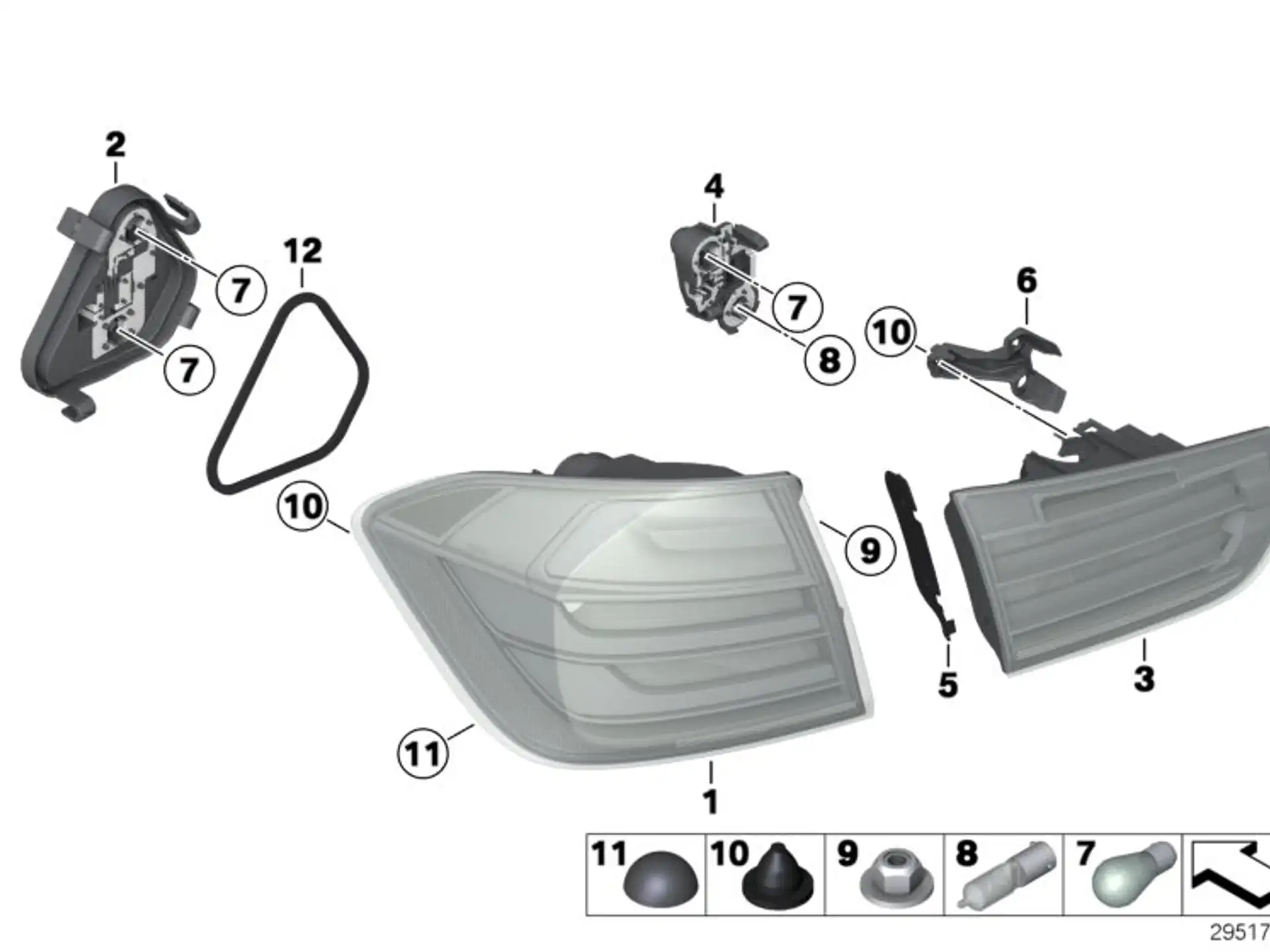 BMW Lampenträger Heckleuchte Heckklappe re F31 F80 63217313060