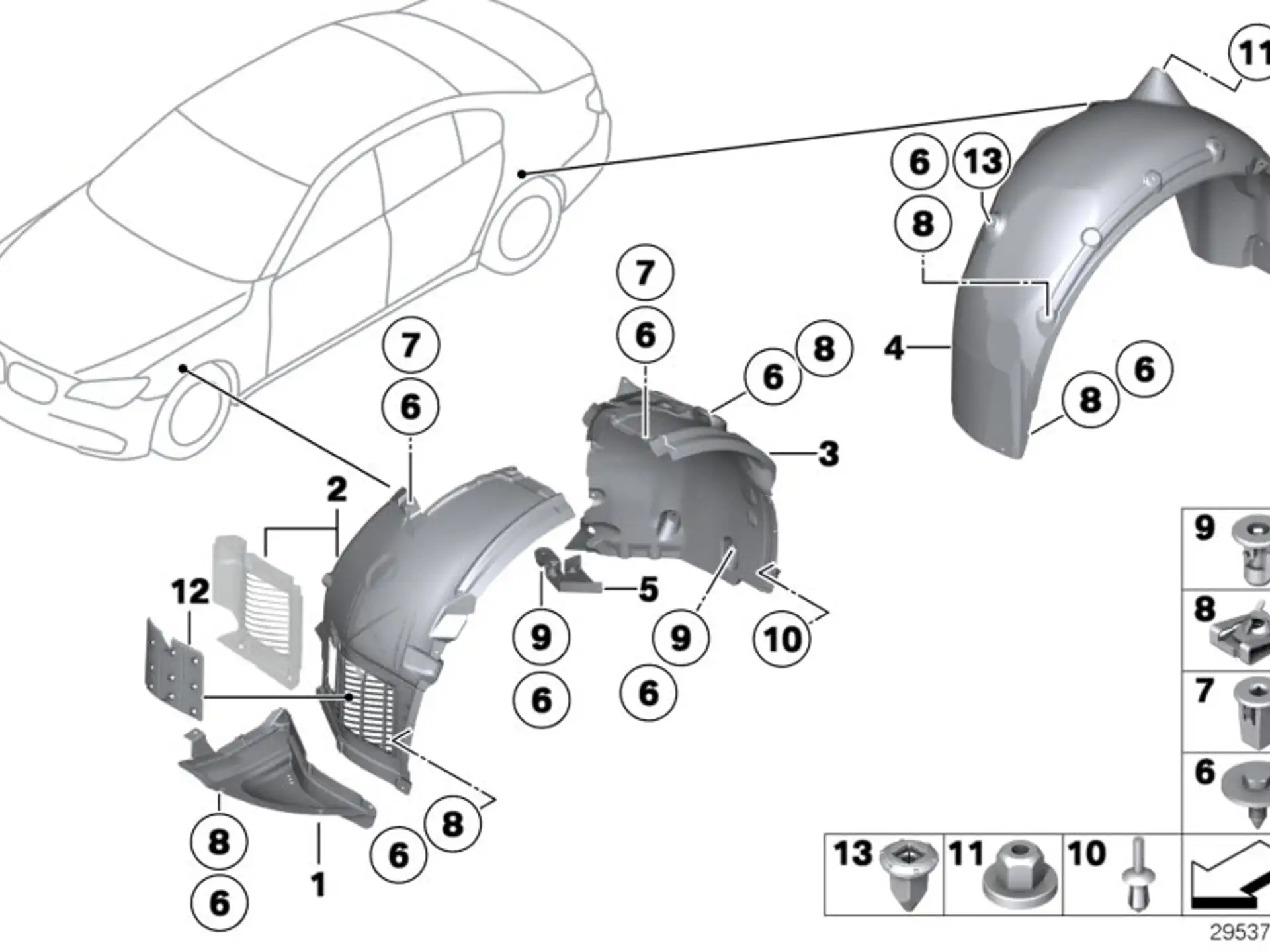 BMW Abdeckung Radhaus Vorderteil vorn re. F01 F02 51717302378
