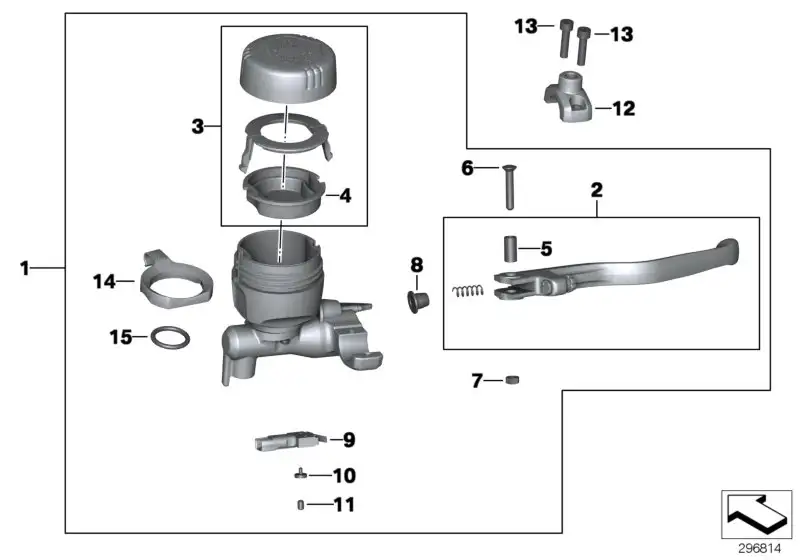 BMW Handbremshebel K25 K27 K40 K43 K44 32728525820 - Bildposition
