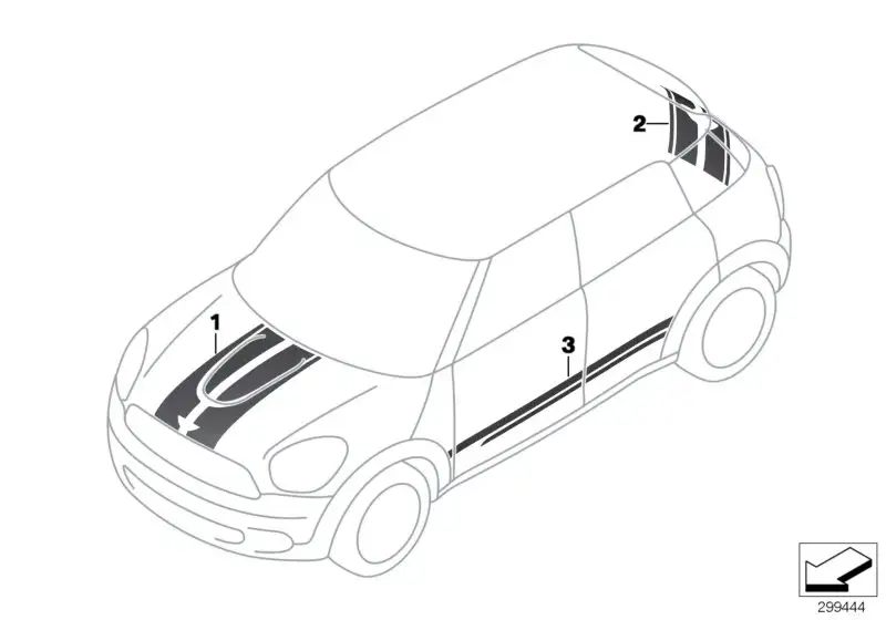 BMW Satz Zierstreifen Heckklappe R61 51149810697 - Bildposition 0
