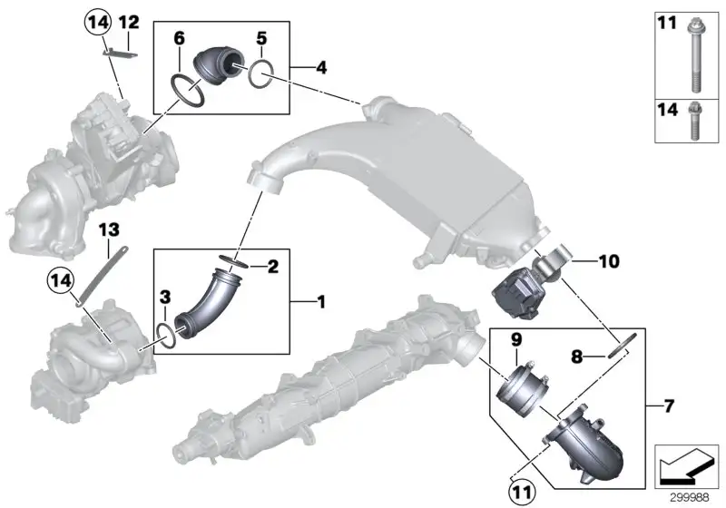 BMW Mischrohr E70 E71 F01 F02 F10 F11 F15 F16 11618515485 - Bildp