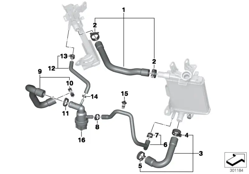 BMW Kühlmittelschlauch Vorlauf K50 K51 K52 17128523484 - Bildposi