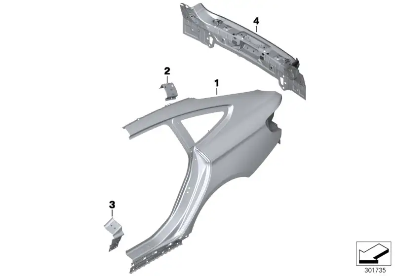 BMW Seitenwand hinten links F36 41007334021 - 4er F36, 4er
