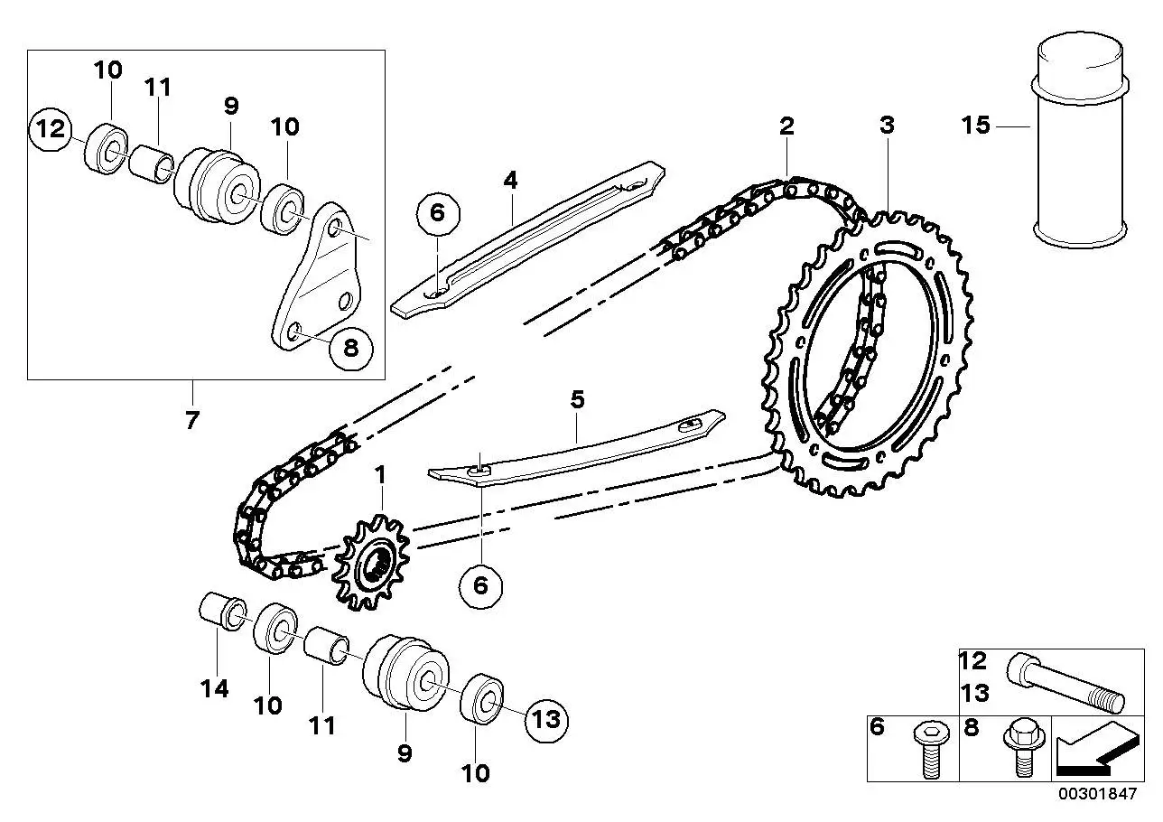 BMW Reparaturkit Halter Kettenrolle K15 34328520847 - K15 /