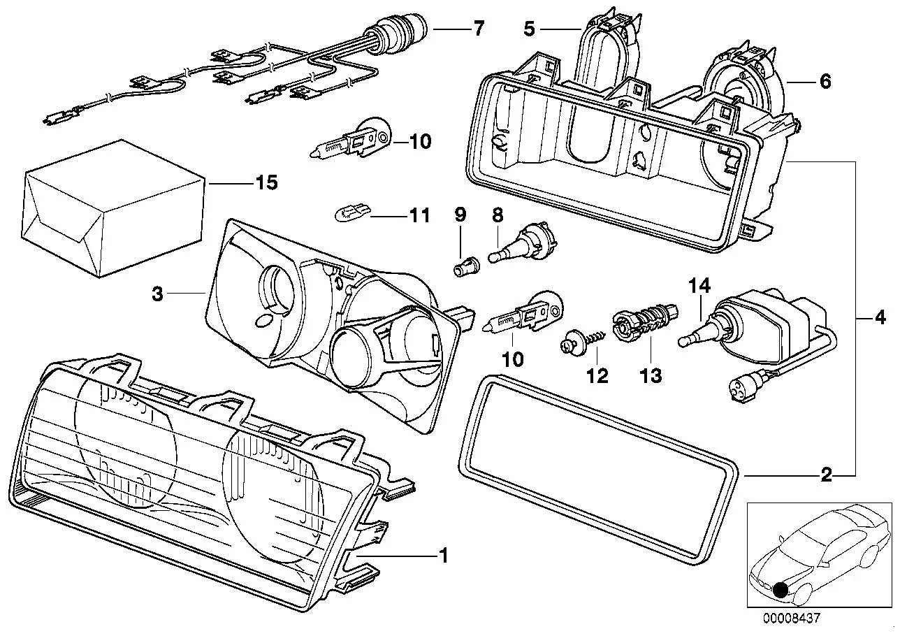 BMW Reflektor links E36 63121393353