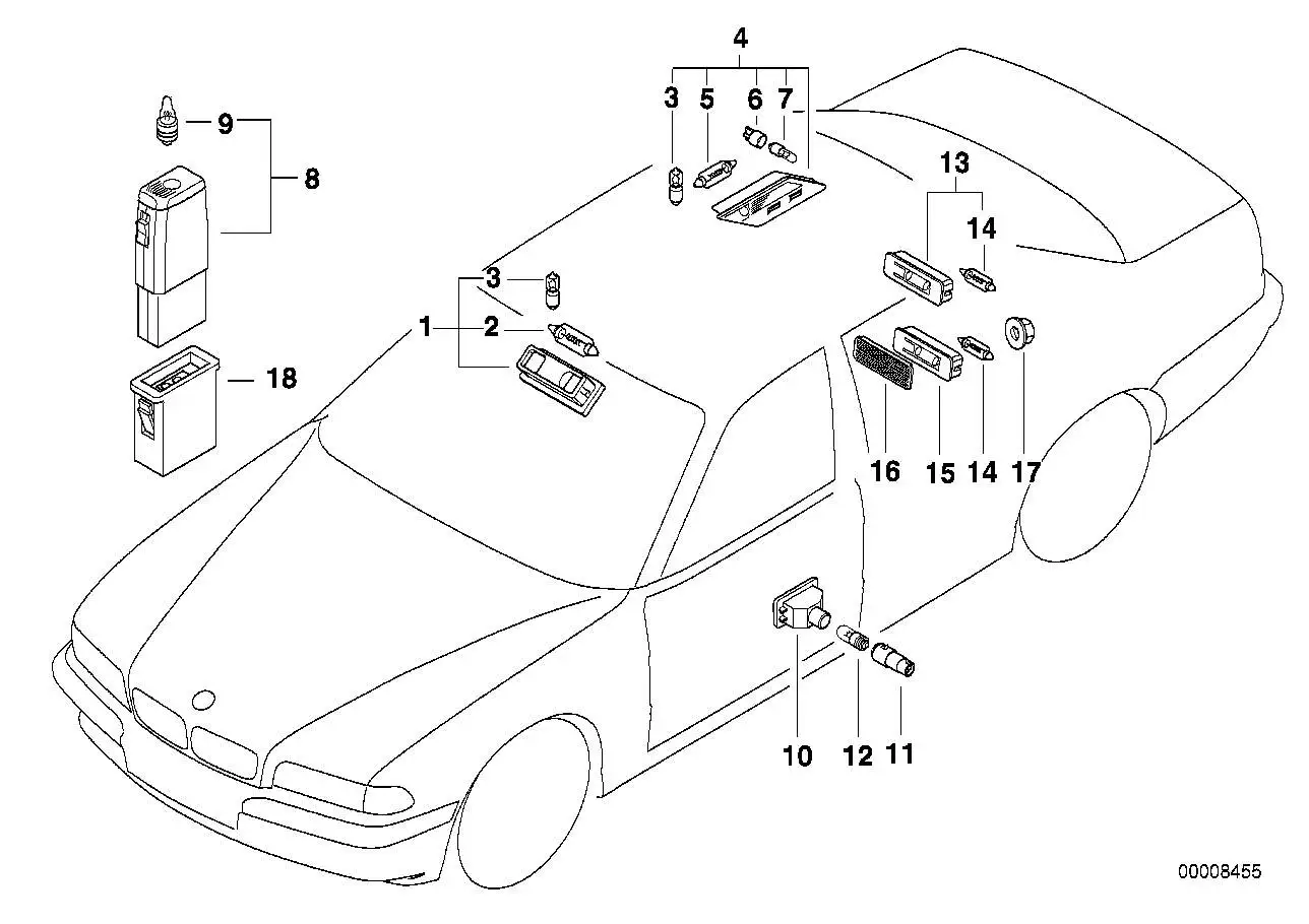 BMW innen/Leseleuchte hinten links E38 63318368845