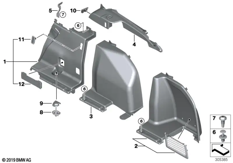 BMW Verkleidung Gepäckraum hinten rechts F31 51477273726