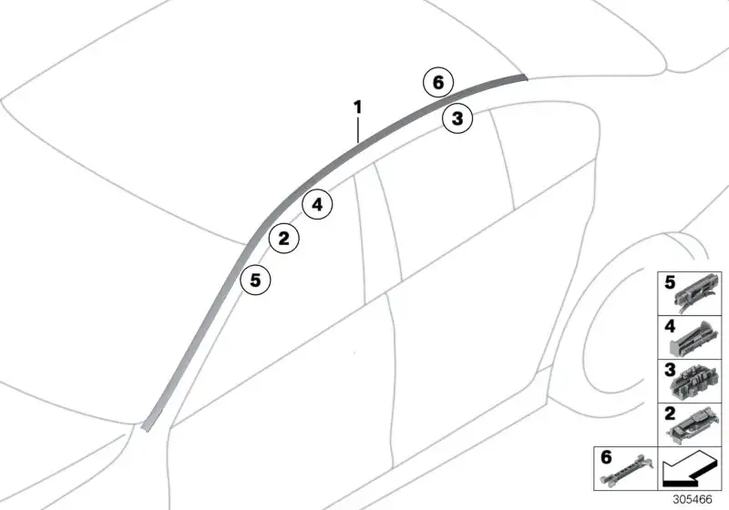 BMW Zierleiste Dach grundiert rechts F10 51137362460