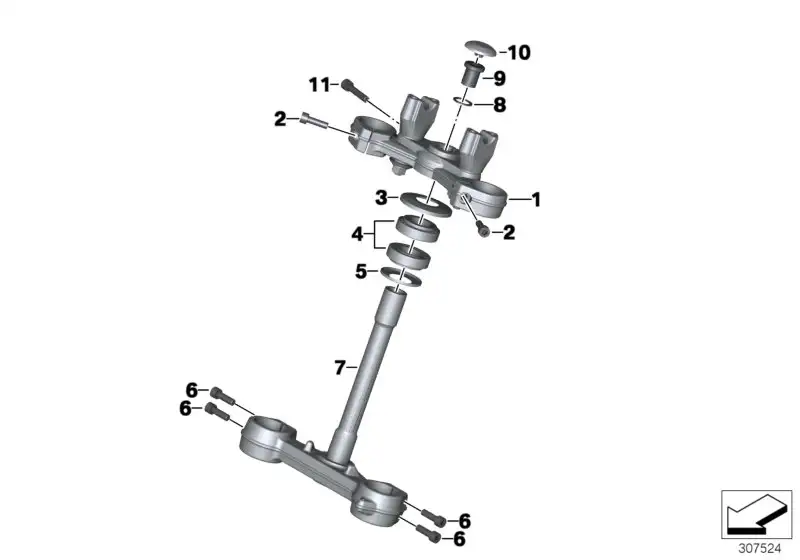 BMW Gabelbrücke komplett oben K70 K72 31428566590 - K72, K70 / Bi