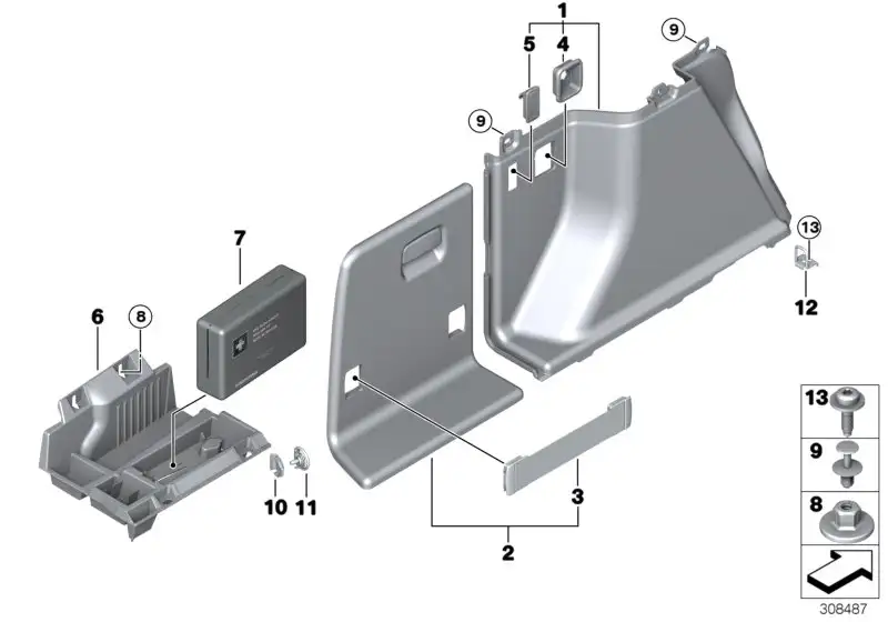 BMW Aufnahme Verbandskasten F34 51477298167