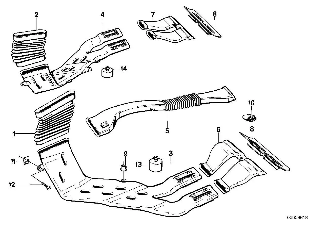 BMW Heizkanal Fondraum E32 E34 64221908629 - Bildposition 05