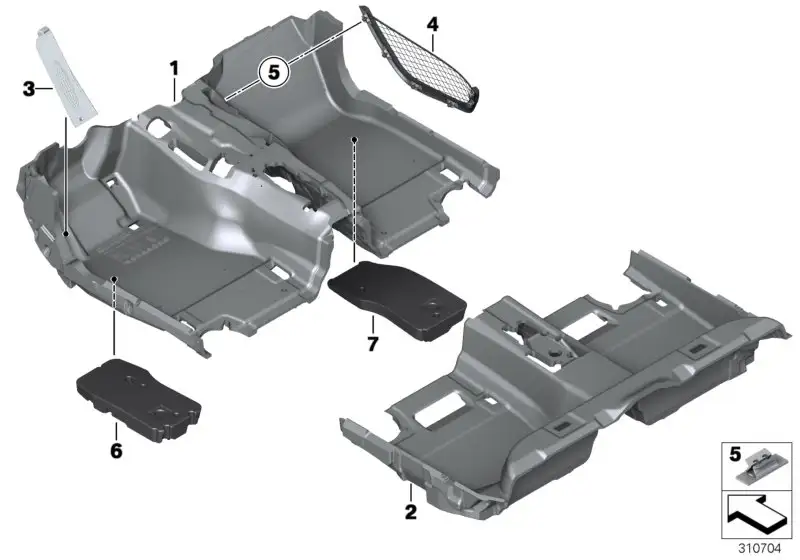 BMW Bodenverkleidung hinten F10 F11 51477343055