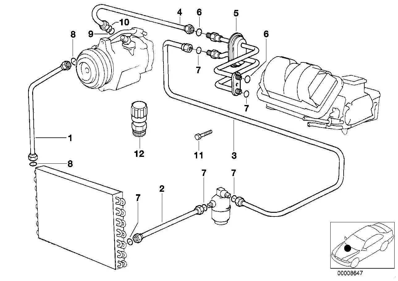 BMW Saugleitung Verdampfer-Kompressor E34 64538390982