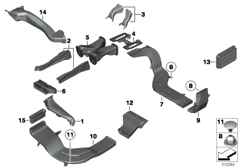 BMW Luftkanal B-Säule aussen links F10 F11 64229173393 - 5er