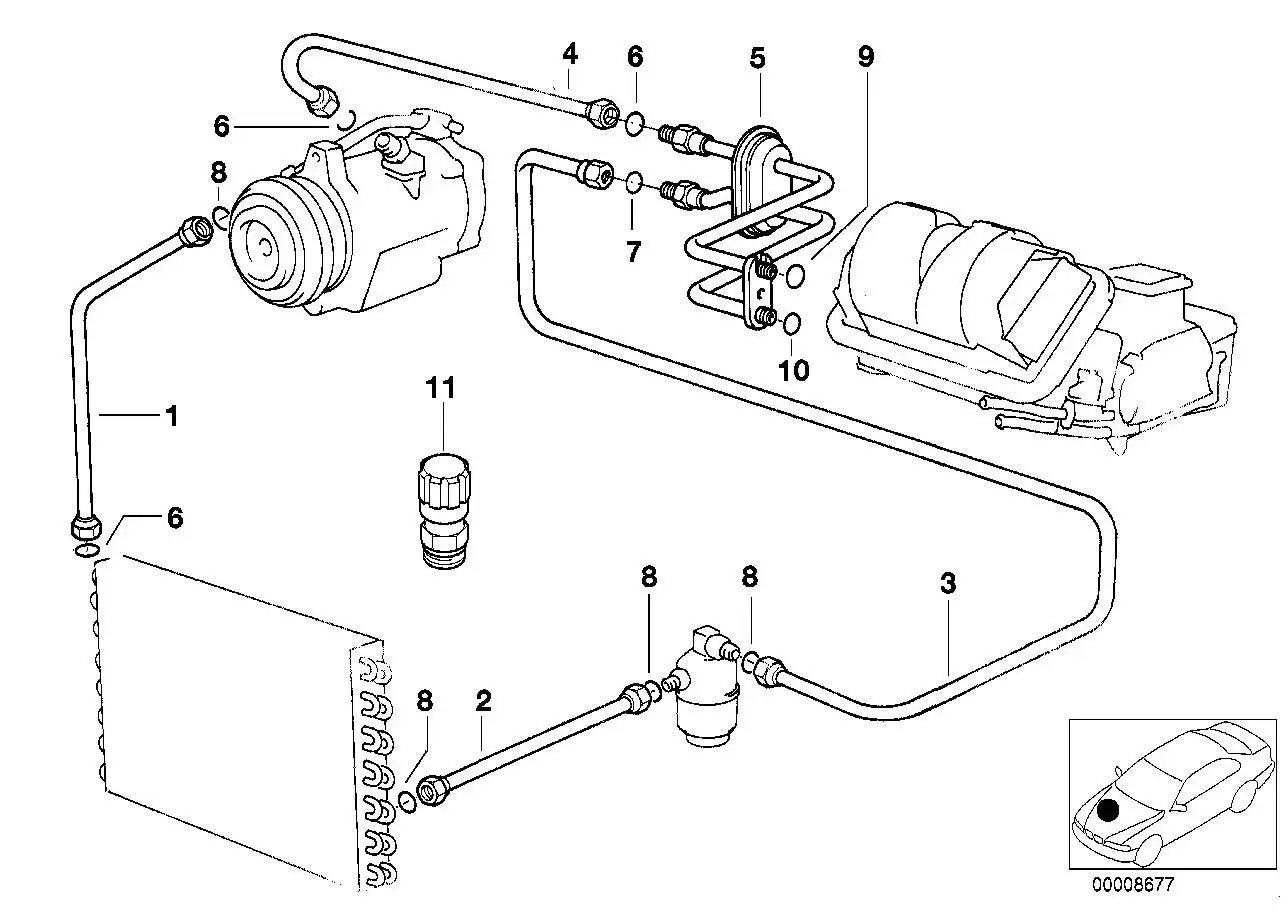 BMW Druckleitung Kompressor-Kondensator E36 64538391337 - Z3 E36