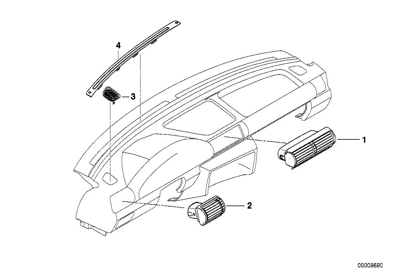 BMW Frischluftgrill Mitte E36 64228390216 - Bildposition 01