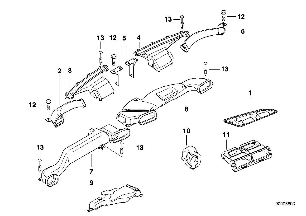 BMW Gehäuse Frischluftgrill Indirekt E38 64228383676