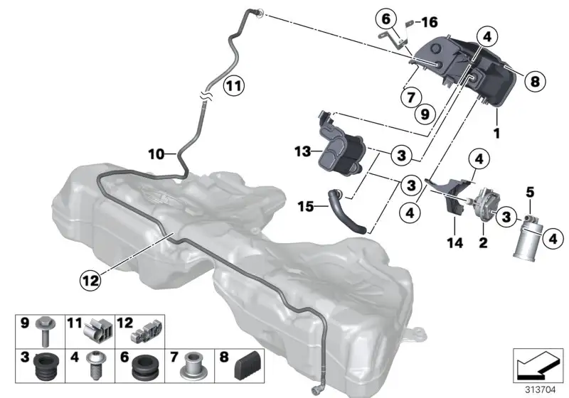 BMW Druckschalter Leckdiagnosemodul F01 F02 F06 F07 F10 F12 F13 F