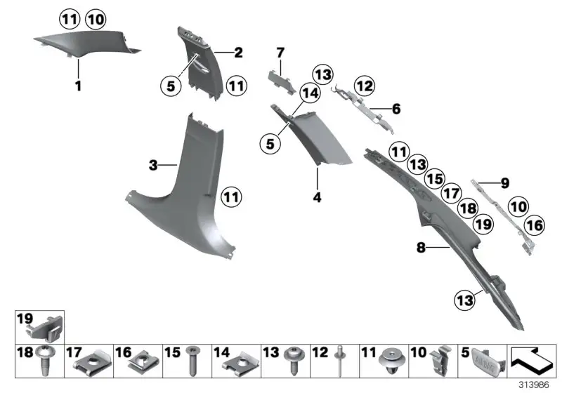 BMW Blende D-Säule links F31 51437273783 - Bildposition 08
