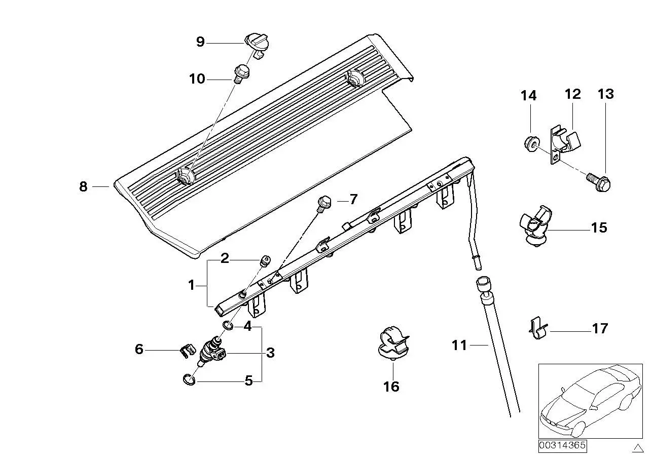 BMW Einspritzrohr E39 E46 E53 E60 E61 E65 E66 E83 E85 13537541452
