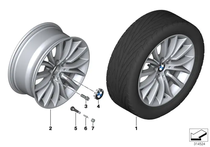 BMW Scheibenrad Leichtmetall Reflexsilber F06 F10 F11 F12 F13 361