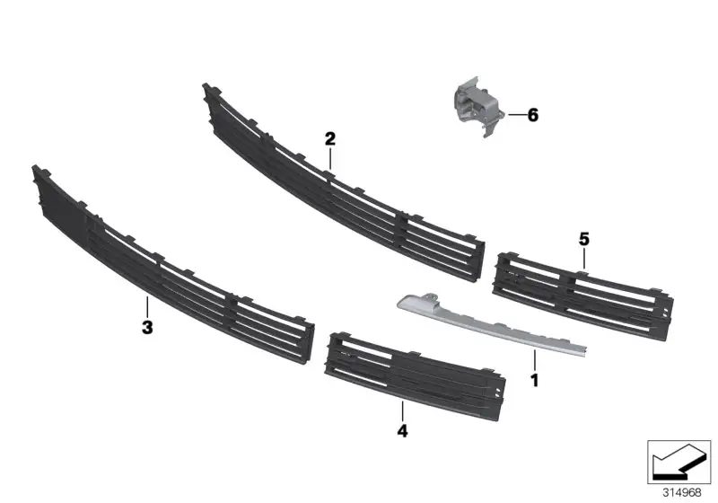 BMW Gitter Lufteinlass teilgeschlossen re. F01 F02 51117295268 -