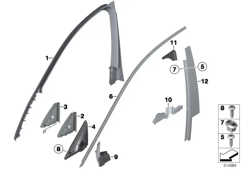 BMW Blende Fensterrahmen Tür vorne oben re. F01 F02 F04 513371779
