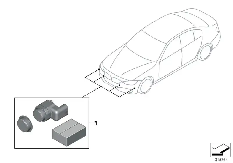 BMW Satz Aufnahme PDC-/PMA-Sensor vorn F22 F23 51117390652 - 2er