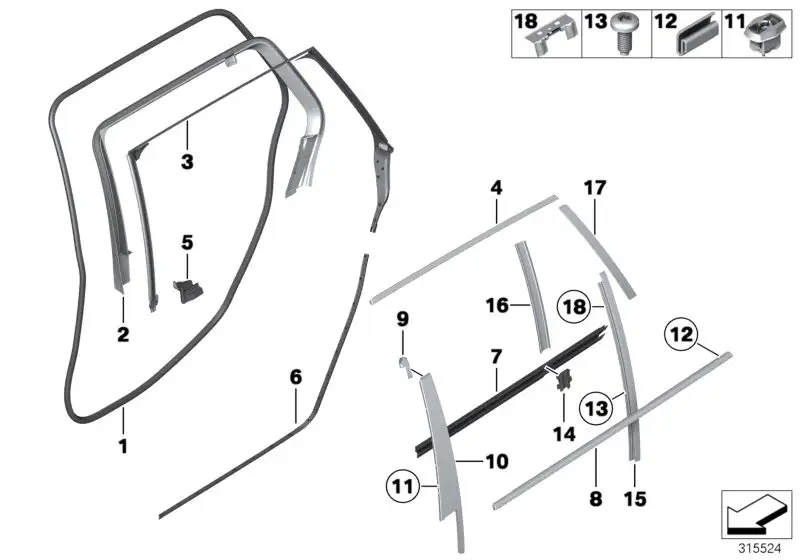BMW Blende Fensterrahmen C-Säule links 51357209721 - Bildposition