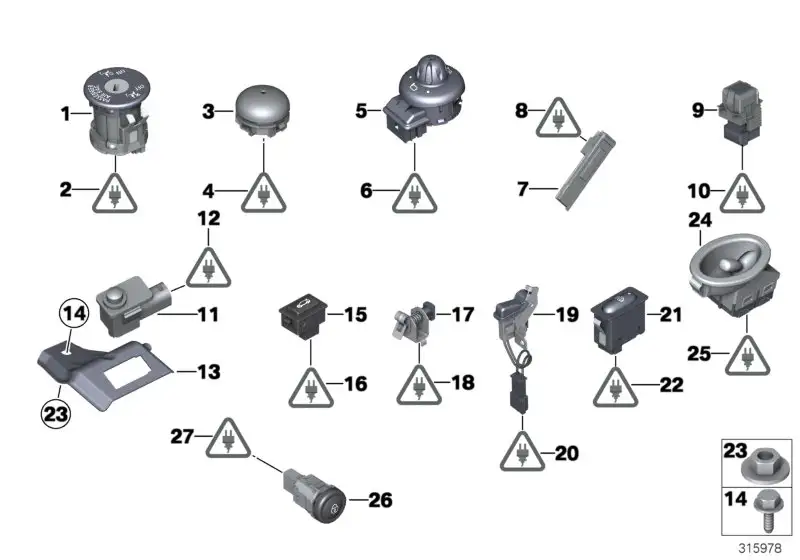 BMW Schalter Handbremskontrolle 61316928205 - Bildposition 17