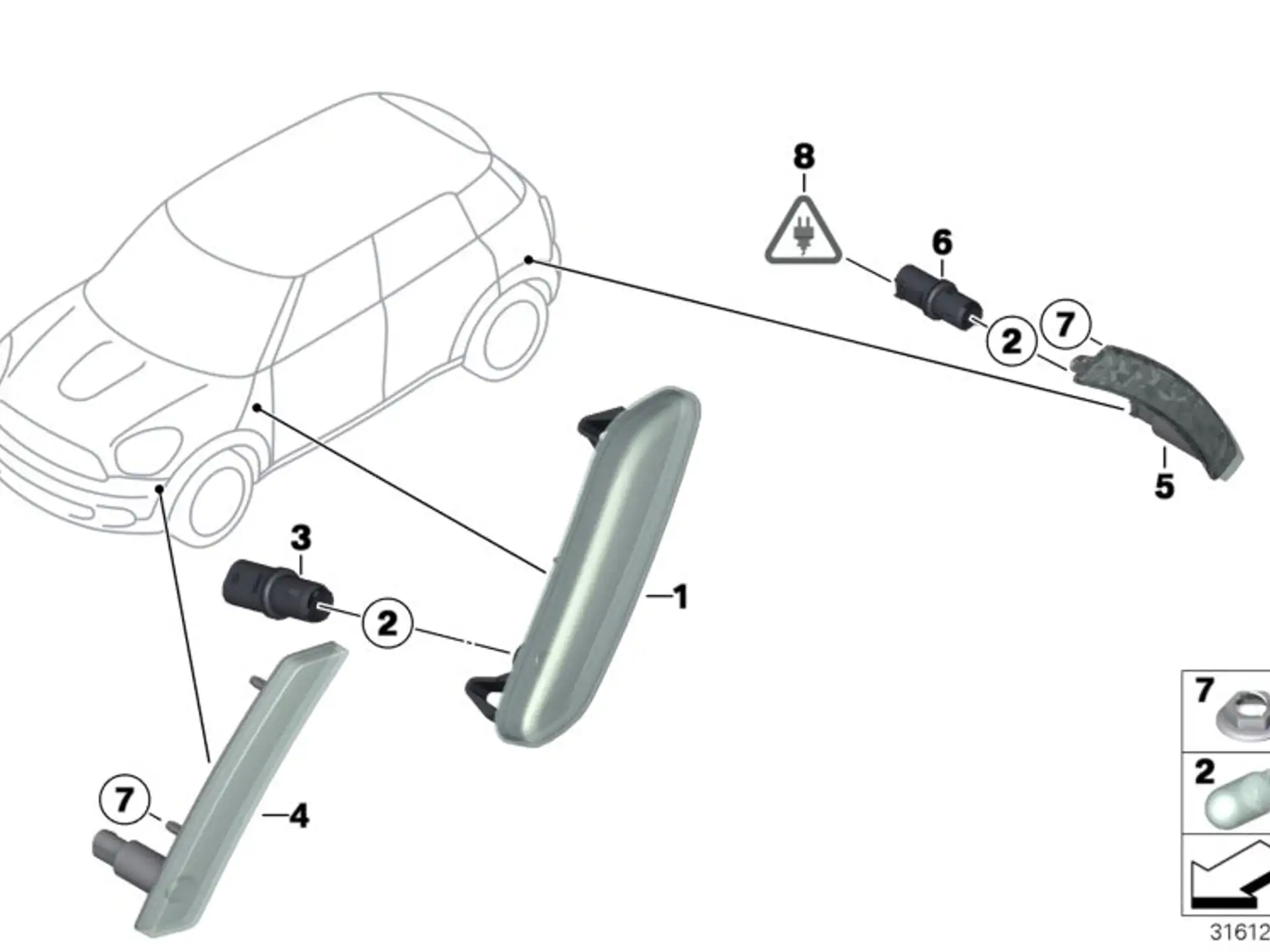 BMW Zusatzblinkleuchte weiss links R60 R61 63139802569