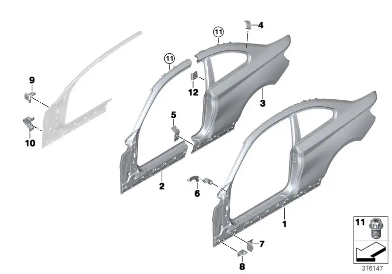 BMW Seitenwand hinten links 41007372151