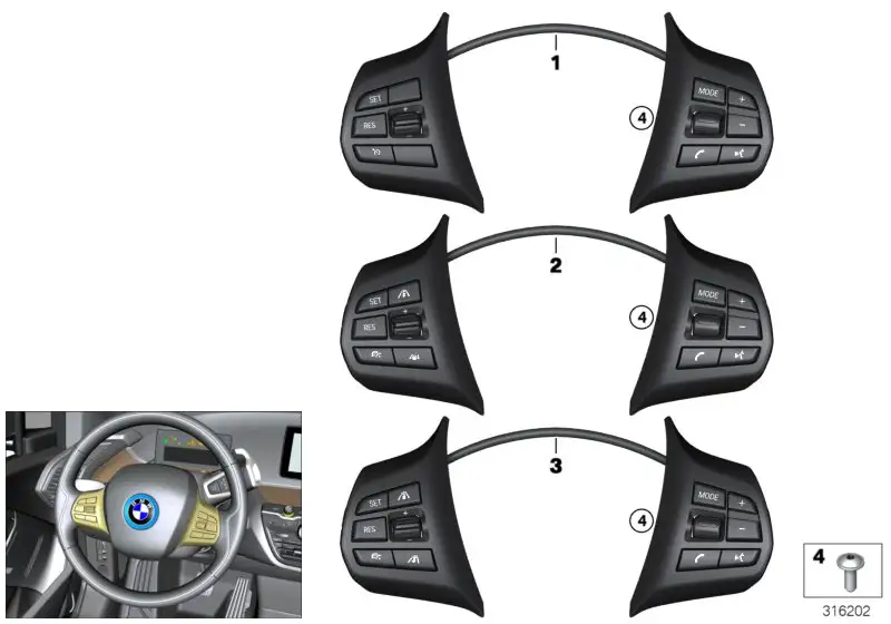 BMW Schalter Multifunktionslenkrad Sport I01 61319313893