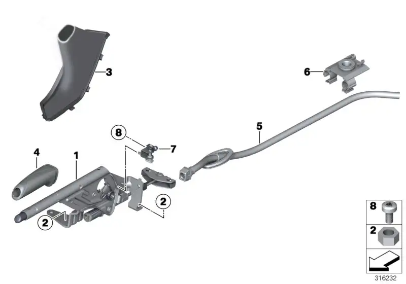 BMW Handbremshebelgriff E84 F20 F21 F22 F23 F30 F31 F32 F33 F34 F