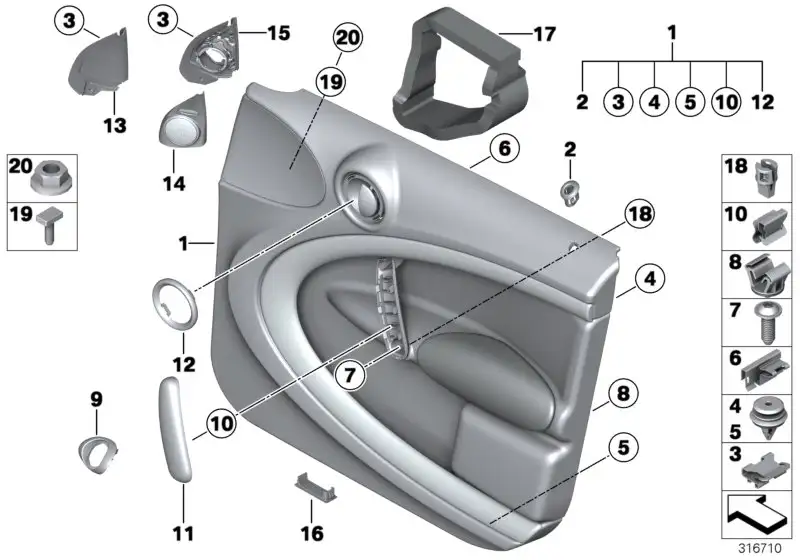 BMW Blende Türzuziehgriff R60 51419801007