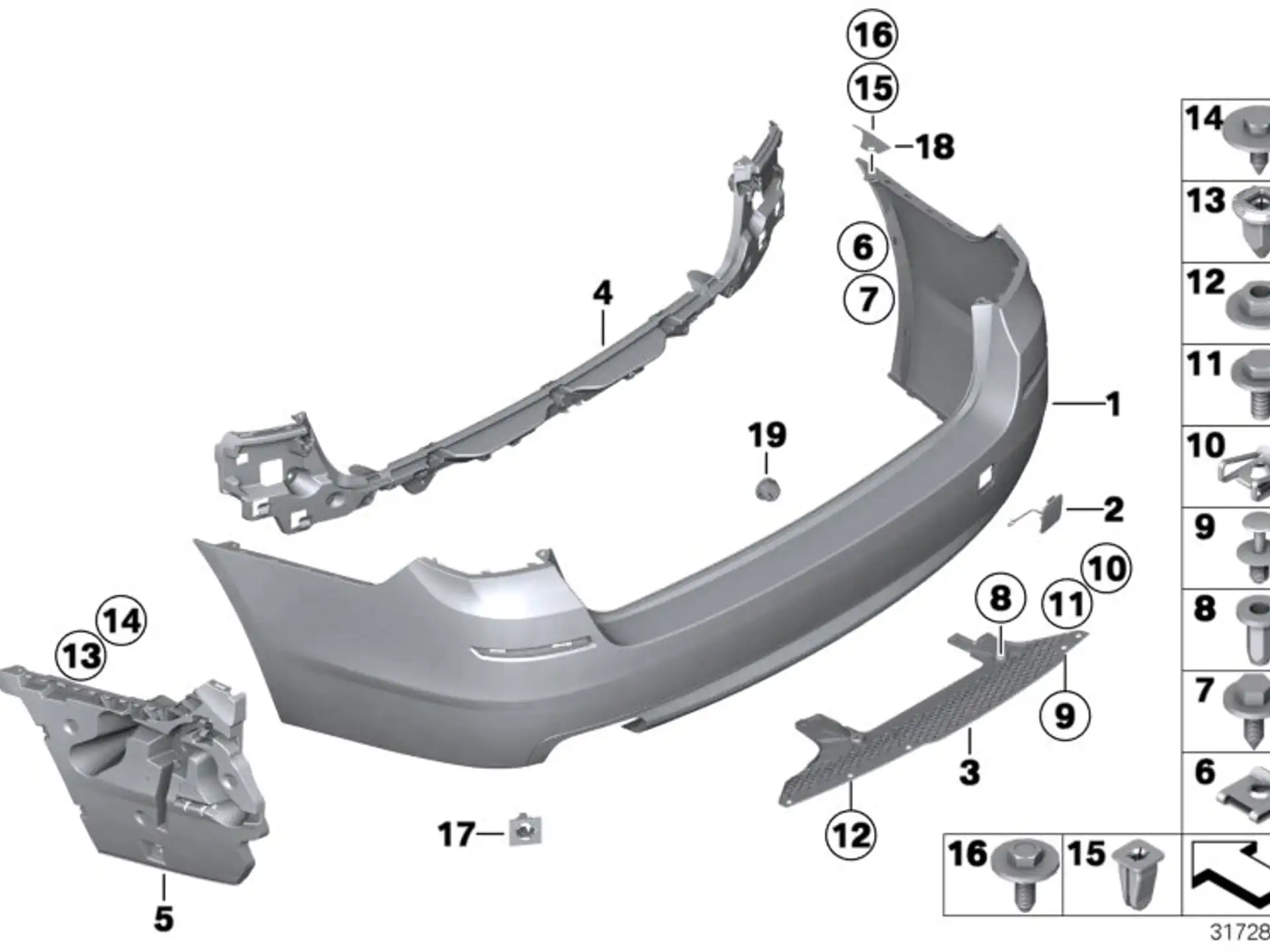 BMW Satz Anbauteile Stossfänger hinten F10 F11 51122452063