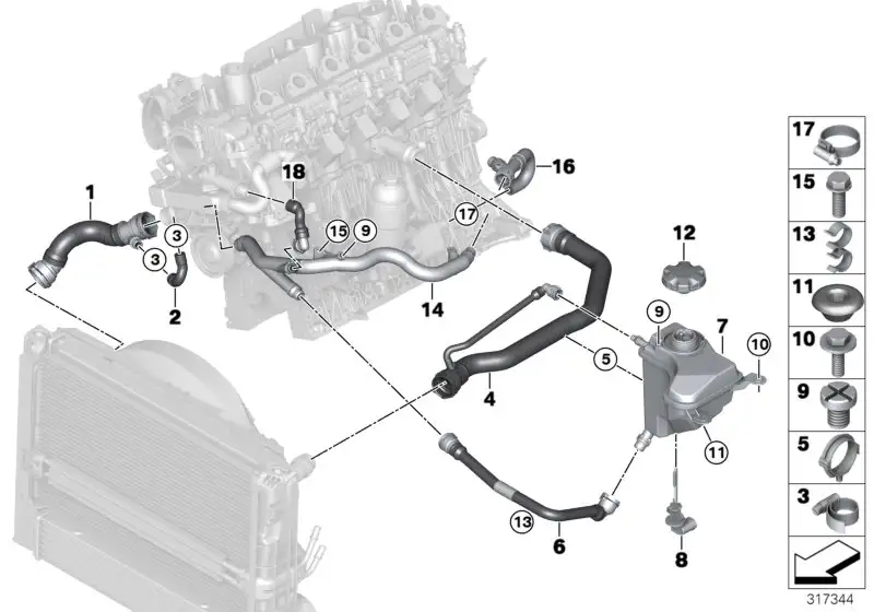BMW Rohr Heizungsrücklauf-Schlauchanschluss E46 E53 E60 E61 E63 E