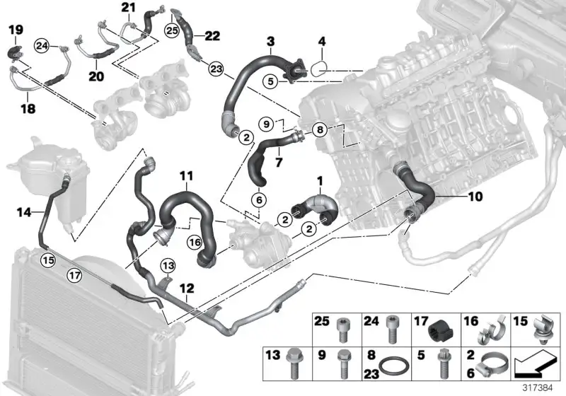 BMW Leitung Motorvorlauf-Kühlmittelpumpe E82 E88 E89 E90 E91 E92