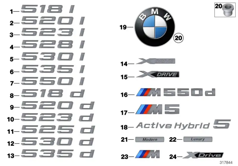 BMW Schriftzug F10 51147219542