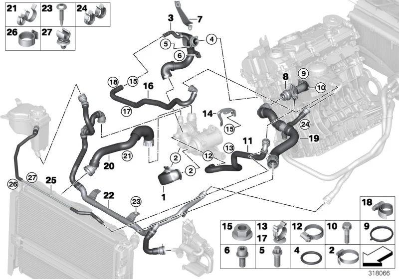 BMW Anschlussstück E46 E60 E61 E81 E82 E83 E84 E85 E87 E88 E90 E91 E92 E93 11537560130