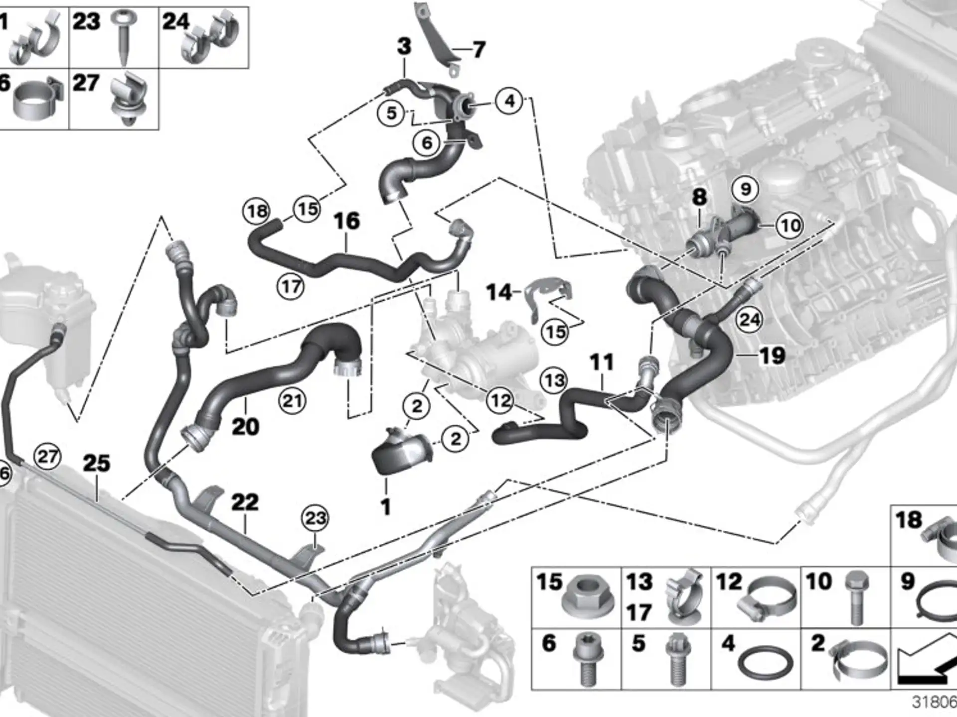 BMW Anschlussstück E46 E60 E61 E81 E82 E83 E84 E85 E87 E88 E90 E91 E92 E93 11537560130