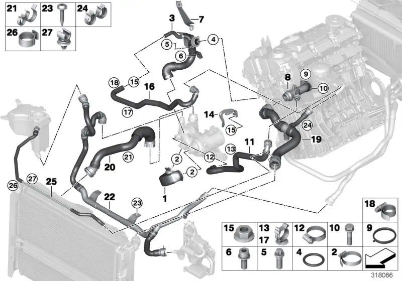 BMW Anschlussstück E46 E60 E61 E81 E82 E83 E84 E85 E87 E88 E90 E9