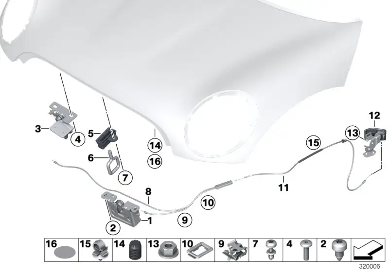 BMW Bowdenzug hinten R55 R56 R57 R58 R59 51237148865