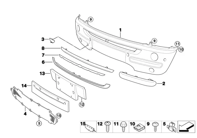 BMW Stossleiste links R50 51117112151 - MINI R50